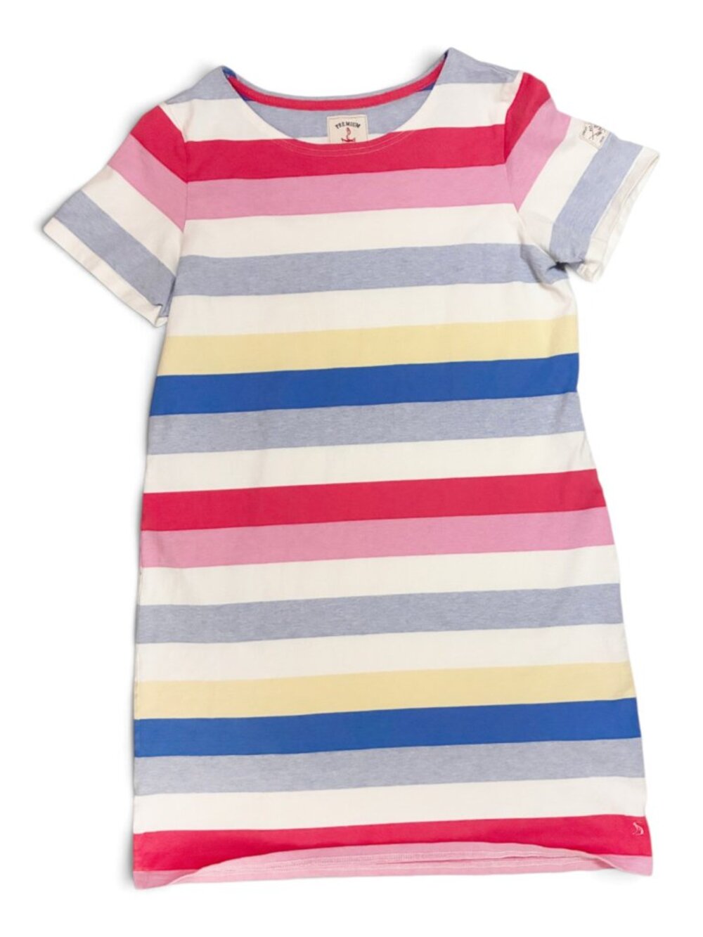 Joules Riviera Short Sleeve Rainbow Striped Jersey Cotton T-Shirt Dress - US 12